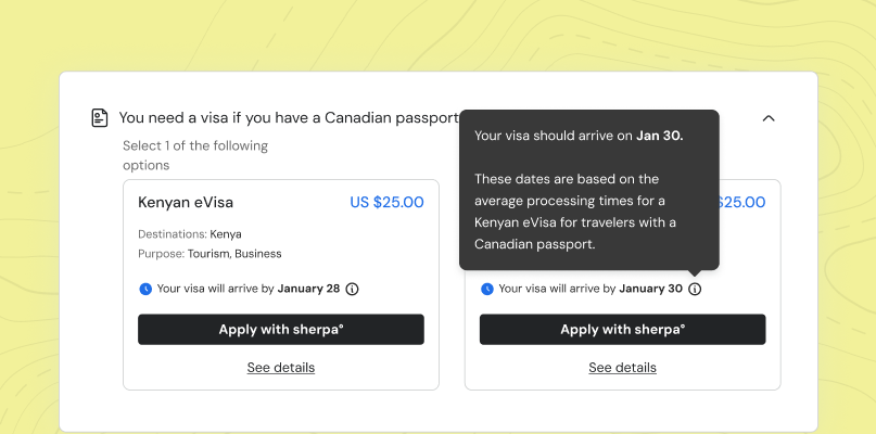 Visa processing time added to card